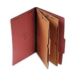 Expanding Pressboard Folder w/Pockets, Legal, 6-Section, Red