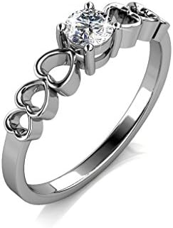 Tk Beauty Elegant 18k white Gold Plated Six Heard Decoratively Swarovski Crystal 1ct Solitaire Cubic Wedding Engagement Ring