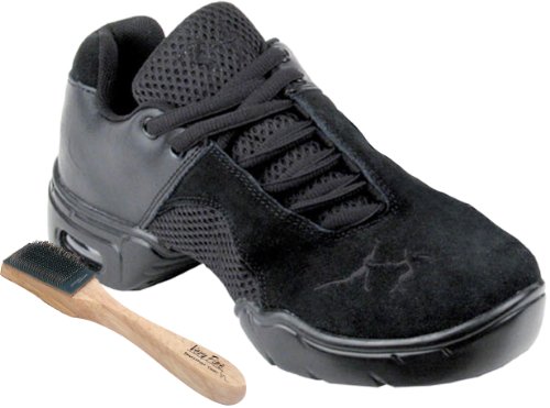 Very Fine Men's Women's Salsa Ballroom Latin Zumba Hip Hop Dance Sneakers Style VFMatrix Bundle with Dance Shoe Wire Brush, Black 11.5 US (Women 11/Men 9.5)