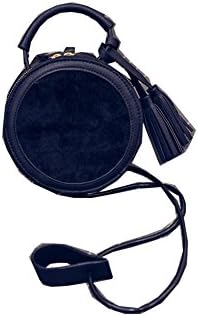 Women's Pu Leather Round bag Crossbody/Xbody Handbag (Black)