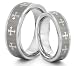 His & Her's 8MM/6MM Tungsten Carbide Silver Cross Wedding Band Ring Set w/Laser Etched Celtic Design (Available Sizes 4-14 Including Half Sizes)