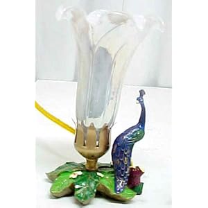 Frosted Glass Peacock Accent Table Lamp