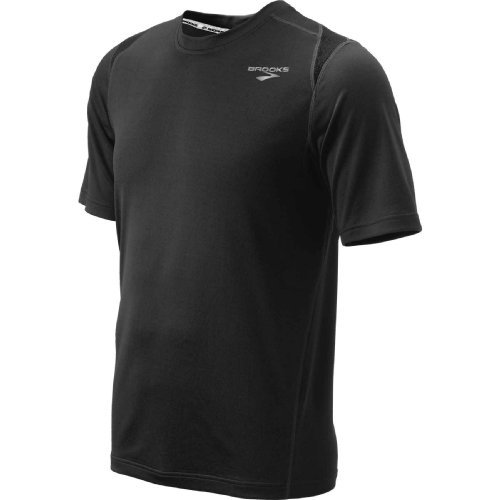 Brooks Men's Rev Short Sleeve Top, Black, Large