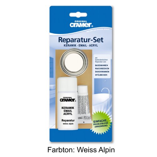 Cramer Badewannen-Reparaturset (wei&szlig; alpin) f&uuml;r Keramik-, Email- und Acryl-Reparturen