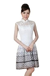 Sexy General Print Spring Summer Elasticized   Waistline Chiffon/Silk Vintage Gathered Lace  Dress