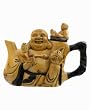 Decorative Happy Buddha Statue Soapstone Tea Kettle