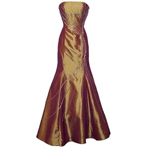 Strapless Taffeta Crystal Twist Mermaid Gown Formal Prom Dress