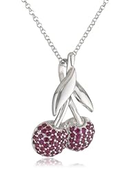 Giorgio Martello Sterling Silver Cubic-Zirconia Cherries Necklace