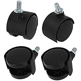 Plastic Swivel Caster 8mm Screw Stem 1.5-inch Dia Wheel 4 Pcs Black