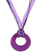 Necklace - N227 - Small Round Shell (1-5/8") hung on 5-Strand Organza Cord ~ Purple