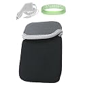Black - Grey Amazon Kindle DX Reversible Carrying Sleeve + White Rapid Kindle DX Car Charger + Live*Laugh*Love Wrist Band!!! (Kindle DX Not Included)