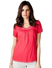 Per Una Pure Cotton Lace Button Top
