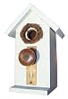 Funky Randy Birdhouse 12.5" - Antique White Door Knob Key Plate Usable Free Stand R-109