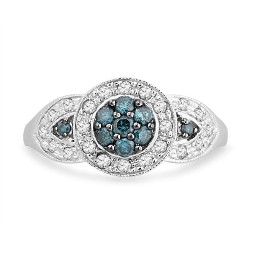 Platinum Plated Sterling Silver Blue And White 
