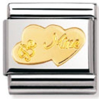 Nomination Composable Classic LOVE Edelstahl und 18K-Gold (Doppeltes Herz BE MINE) 030116 Preisvergleich