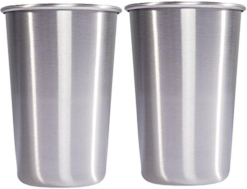 LovIT Scientific Stainless Steel Tumbler Set (16-Ounce) - 2 Pint Glasses - Great Multipurpose Cup for Beer, Camping, &amp; Picnics