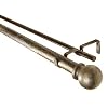 Classic Ball 1.25" Double Curtain Rod in Antique Silver Size: 48" - 86"