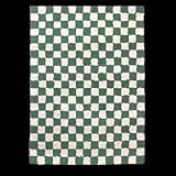 IMAGE OF Cotton Rugs Green 100 % cotton, Checked Rug Hooked Cotton Green White 4 x 6