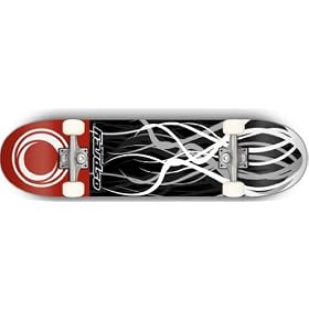 Classic Skateboards - Waves (Red & Black skateboard with waves design)
