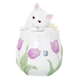 Lenox Butterfly Meadow Figural Kitten Cookie Jar by Lenox