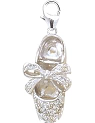 14K White Gold Diamond Ballet Slipper Charm