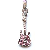 Cell Phone / Camera Charm Strap Beautiful Pink Diamond Guitar