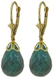 14K GOLD LEVERBACK EARRING WITH GENUINE BRIOLETTE EMERALDS