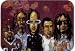 All Products : Korn - Drawing of Group with Maroon Background - Sticker / Decal