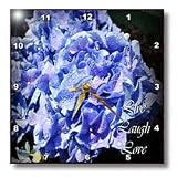 Live Laugh Love Blue Hydrangeas with Rain Drops - 10x10 Wall Clock