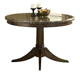 Hillsdale Patterson Round Marble Pedestal Dining Table, Dark Oak