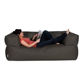 BaZi � Two Seater Bean Bag Sofa in CHARCOAL Barkweave Fabric