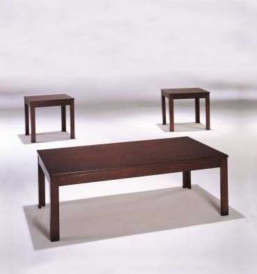 Cheap 3pc Coffee Table & End Table Set Cherry Brown Finish