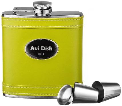 Green Ace ® Personalized 6oz Oval Green Wrapped Flask Gift Set in Gift Box, Free Engraving!