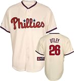 MLB Youth Philadelphia Phillies Chase Utley Ivory Alternate Short Sleeve 6 Button Synthetic Replica Baseball Jersey Spring 2011  (Ivory, Large)