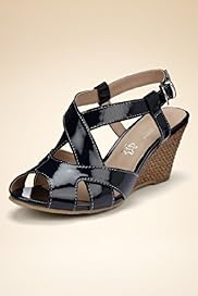 Footglove Original Leather Wide Fit Slingback Wedge Shoes