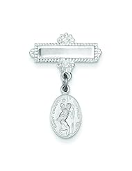 Sterling Silver Oval Saint Christopher Medal Pin
