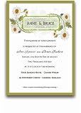 100 Rectangular Wedding Invitations - Daisy Green with Envy