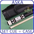 Billiard Pool Cue Stick Aska CD1 + Black Cue Case 1x1