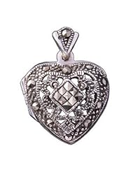 Sterling Silver Marcasite Heart Locket with 18 inch chain - 30mm x 20mm.