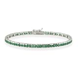 Sterling Silver 5.28 Carat Genuine Emerald Tennis Bracelet