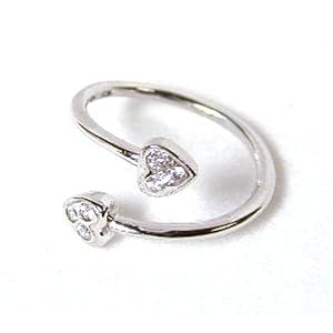 14k Heart CZ Bypass Adjustable Toe Ring