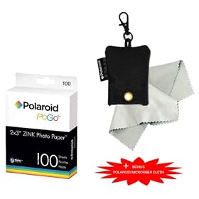 2x3 Inch ZINK Photo Paper for Pogo Cameras and Printers (Pack of 100!) + Polaroid Micro Fiber Cleaning Cloth With Storage Pouch
