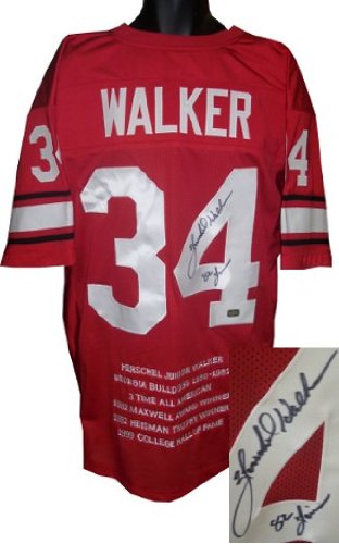 Herschel Walker Signed Georgia Bulldogs Red Custom Jersey 82 Heisman w/ Embroidered Stats