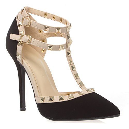 Womens 27-ADORA64 Pointy Toe T Strap High Heel Stiletto Pump Shoes