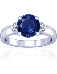 Platinum Round Cut Blue Sapphire Three Stone Ring (GIA Certificate)
