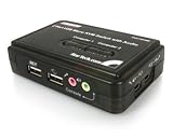 StarTech.com 2 Port Mini USB KVM Kit with Cables and Audio Switching