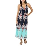 Xhilaration® Juniors Swim Coverup Floral Maxi Dress - Navy/Aqua