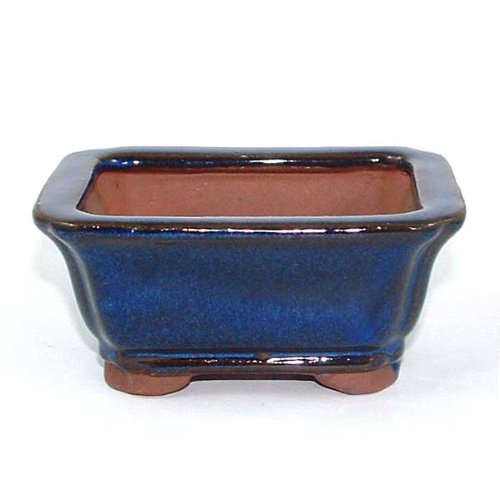 10.5cm Bonsai or Accent Pot - Blue  Indented 