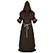 LETSQK Men's Friar Medieval Hooded Monk Priest Robe Tunic Halloween Cosplay Costume