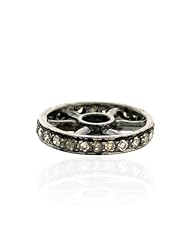 Antique Look Sterling Silver Diamond Pave 2Pcs Lot Rondelle Bead Finding